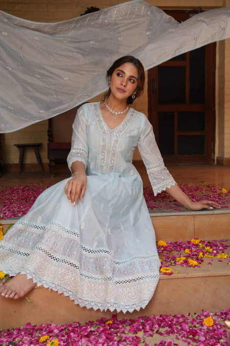 Tanyaa P 406 Mul Chanderi Cotton With Work Readymade Suit Wholesale Market In Surat